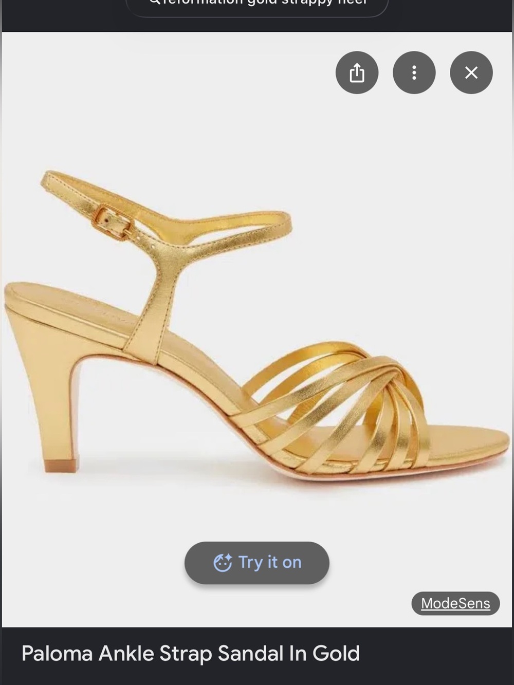 Reformation Gold Paloma strappy heel
